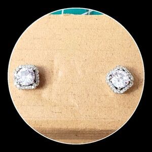 Silver w/ Rhodium Plating Stud Earrings